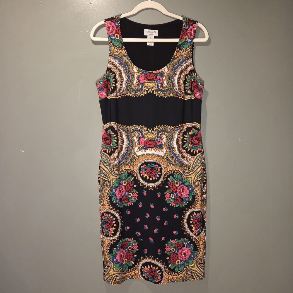 Carmen Marc Valvo Floral‎ Print Sleeveless Sheath Dress, Women's Size M, Multi